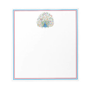 Aquarell-Blumen-Pfau  Notizblock