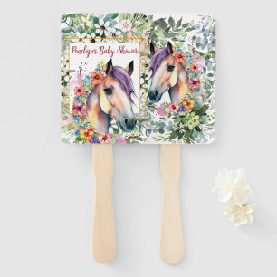 Aquarell-Blumen-Pferd-Baby-Dusche  Fächer