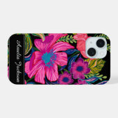 Aquarell-Blumen-Pfingstrose-Monogramm iPhone 15 Hülle (Rückseite (Horizontal))
