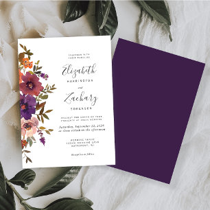 Aquarell-Blumen-Pflaume-Kupfer-Herbst-Hochzeit Einladung
