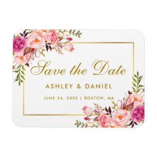 Aquarell-Blumen Pink Schimmer Termin merken Magnet