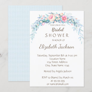 Aquarell-Blumen Polka-Punkte Braut-Shower Einladung