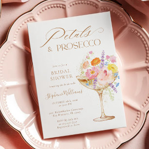 Aquarell-Blumen-Prosecco-Brautparty Einladung