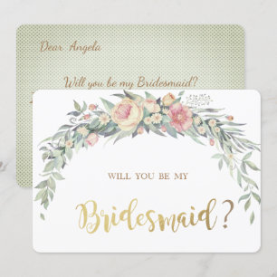 Aquarell-Blumen, Punkte  Brautjungfer Karte