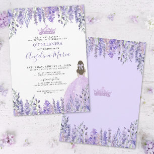 Aquarell Blumen Purpur Quinceañera Einladung