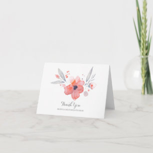 Aquarell-Blumen Romantische Hochzeits-Dankeschön Dankeskarte