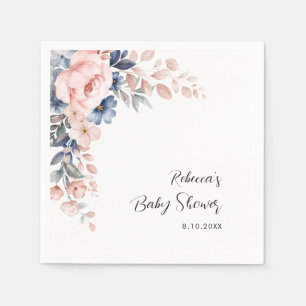 Aquarell Blumen Rosa Babyparty Papier Serviette