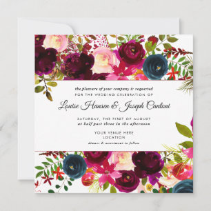 Aquarell-Blumen Rosa, Burgunderrot+Navy Ankündigung
