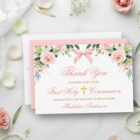 Aquarell-Blumen-Rosa-Schleife-Gold-Erstkommunion