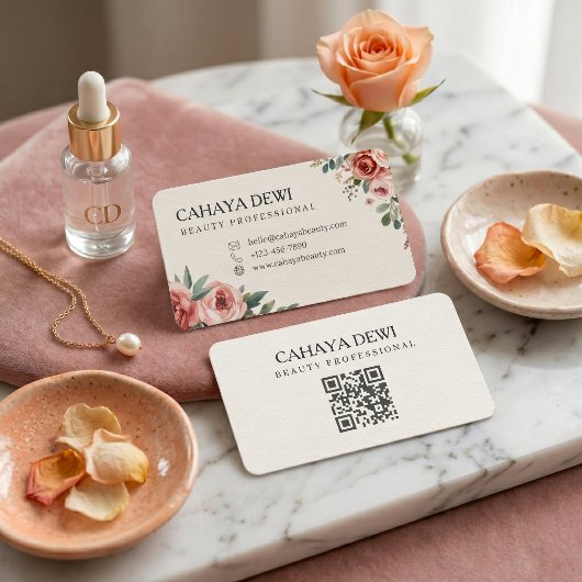 Aquarell-Blumen-Rosen-Schönheits-Profi-QR-Code Visitenkarte