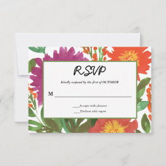 Aquarell-Blumen-RSVP-Karte Einladung