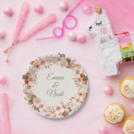 Aquarell-Blumen-Rund-Dinnerplatte Pappteller (Party)