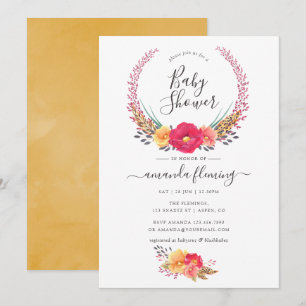 Aquarell-Blumen-Safari-Baby-Party Einladung