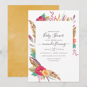 Aquarell-Blumen-Safari-Baby-Party Einladung