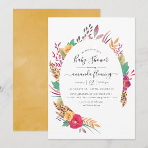 Aquarell-Blumen-Safari-Baby-Party Einladung