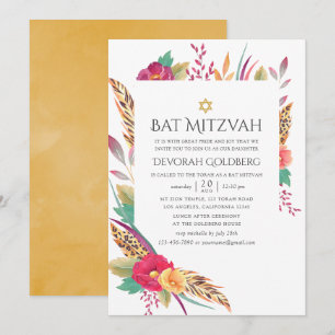 Aquarell-Blumen-Safari-Bar-Mizwa Einladung