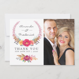 Aquarell-Blumen-Safari-Hochzeit Dankeskarte