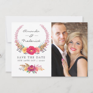 Aquarell-Blumen-Safari-Hochzeit Save The Date