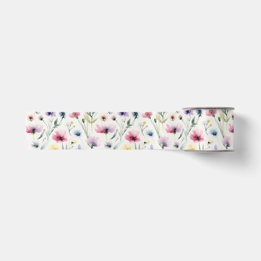 Aquarell-Blumen Satinband (Vorderseite)