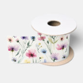 Aquarell-Blumen Satinband (Spule)