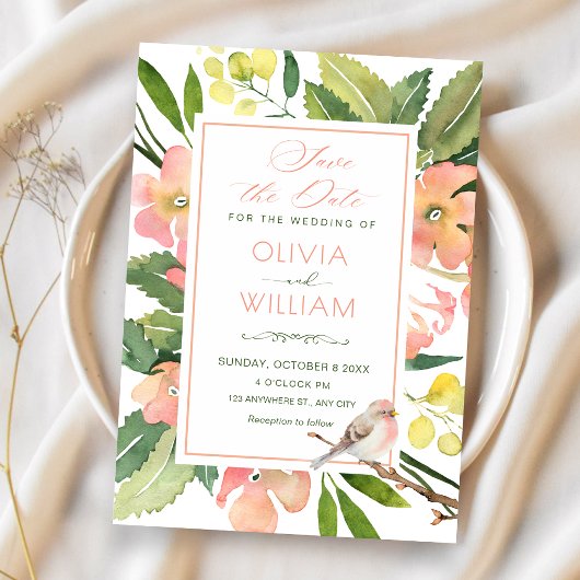 Aquarell-Blumen Save The Date