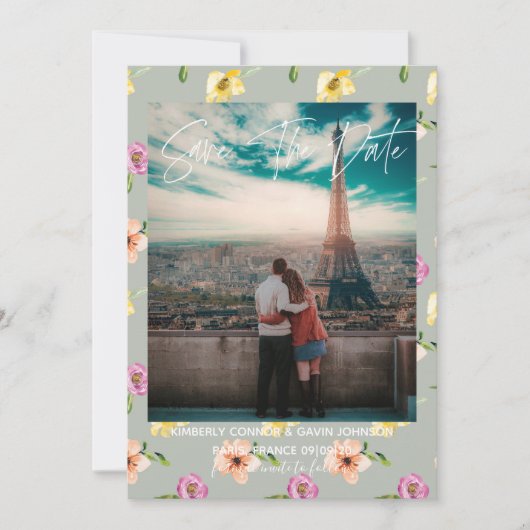 Aquarell-Blumen | Save the Date (Vorderseite)