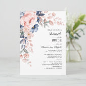 Aquarell-Blumen-Script-Bridal-Shower-Brunch Einladung (Stehend Vorderseite)
