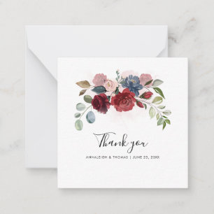 Aquarell-Blumen-Script-Hochzeit Danke Mitteilungskarte