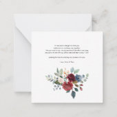 Aquarell-Blumen-Script-Hochzeit Danke Mitteilungskarte (Rückseite)