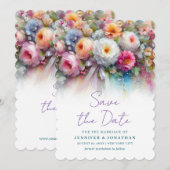 Aquarell-Blumen-Script-Sparen-Sie-das-Datum-Skalop Save The Date (Vorne/Hinten)