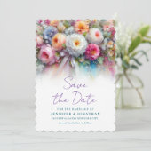 Aquarell-Blumen-Script-Sparen-Sie-das-Datum-Skalop Save The Date (Stehend Vorderseite)