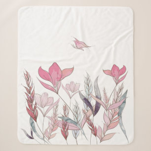 Aquarell-Blumen-Sherpa-Decke • Cozy Floral Sherpadecke