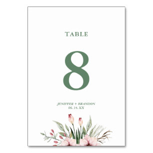 Aquarell-Blumen-Sommer-Hochzeit-Tischnummer Tischnummer