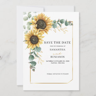 Aquarell Blumen Sonnenblume Eukalyptus Hochzeit Save The Date