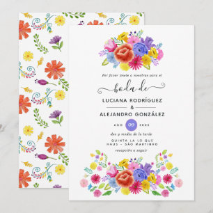 Aquarell-Blumen-Spanische-Fiesta-Hochzeit Einladung
