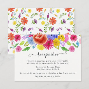 Aquarell-Blumen-Spanische-Fiesta-Hochzeitsempfang Begleitkarte