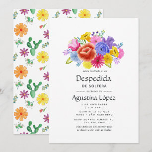 Aquarell-Blumen-Spanische-Fiesta-Junggesellinnenab Einladung