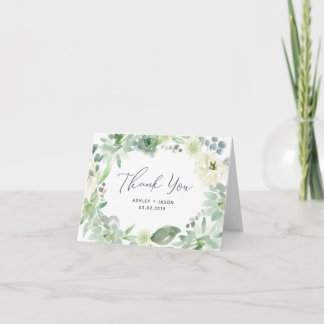 Aquarell-Blumen-Sukkulenten-Hochzeit-Dankeskarten Dankeskarte