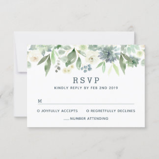 Aquarell Blumen Sukkulenten Hochzeit-RSVP-Karte RSVP Karte