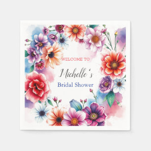 Aquarell Blumen Süße Brautparty Serviette