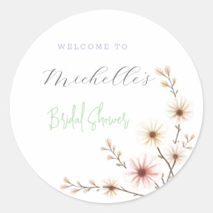 Aquarell Blumen Süße Bridal Shower  Runder Aufkleber
