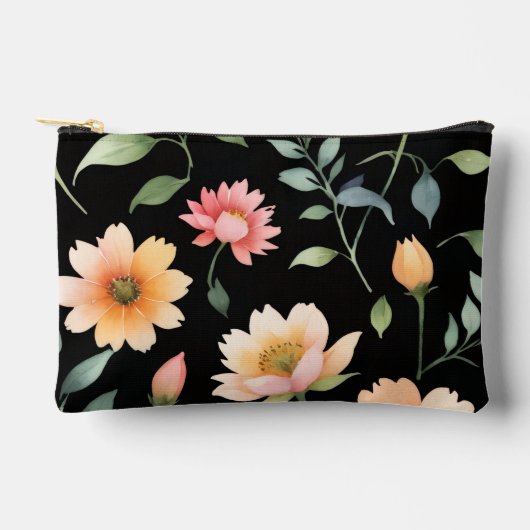 Aquarell-Blumen-Täschchen Zubehörtasche (Vorderseite)