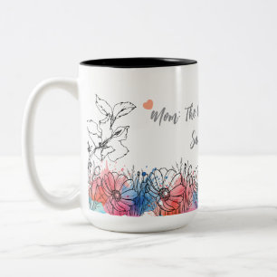 Aquarell-Blumen-Tasse für Mama mit Zitat Zweifarbige Tasse