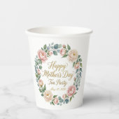 Aquarell-Blumen-Tee-Party zum Muttertag Pappbecher (Vorderseite)