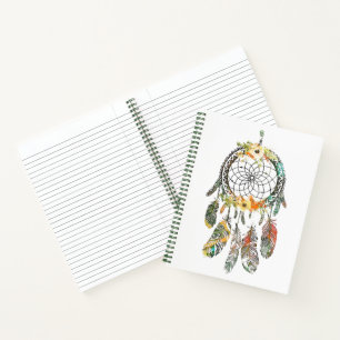 Aquarell-Blumen-Traumfänger Notizblock