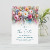 Aquarell-Blumen-Typografie-Script-Save-The-Date Save The Date (Stehend Vorderseite)