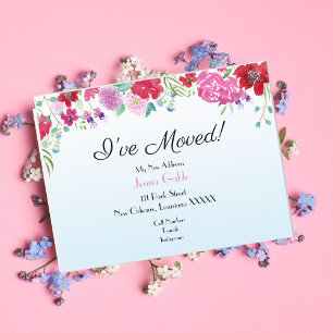 Aquarell-Blumen Umzug Neue Adresse Ankündigungspostkarte