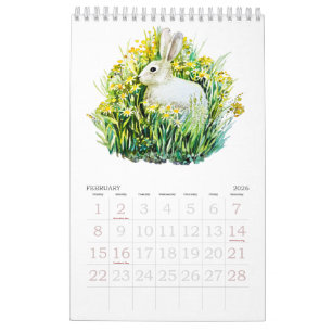 Aquarell-Blumen-und-Tiere-Kalender Kalender