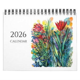 Aquarell-Blumen-und-Tiere-Kalender Kalender