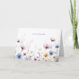 Aquarell-Blumen-Unterrand Wildblumen Karte